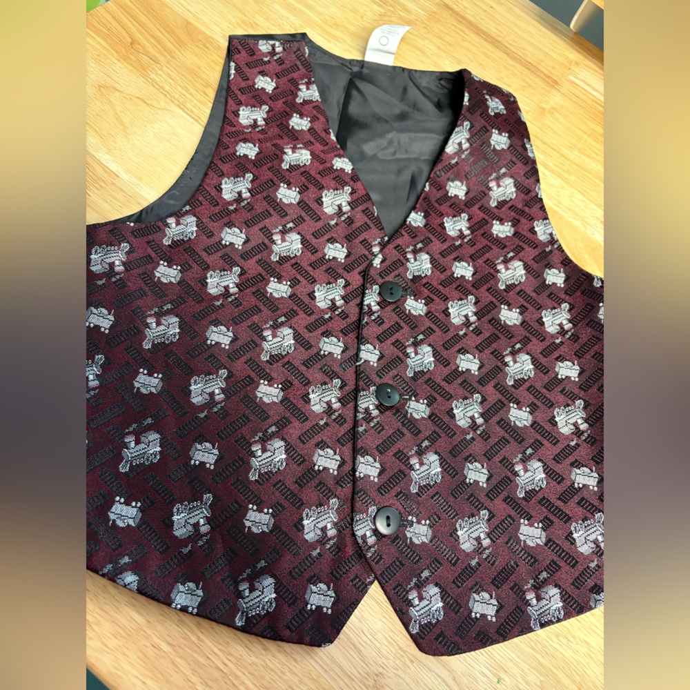 Burgundy Train Patterned Vest